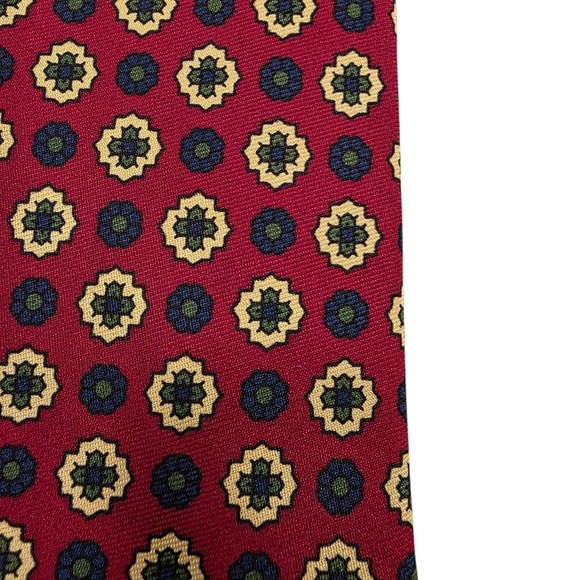 Faconnable Men Tie Necktie Designer Luxury Red Yellow Geometric Corporate Casual - Picture 3 of 13